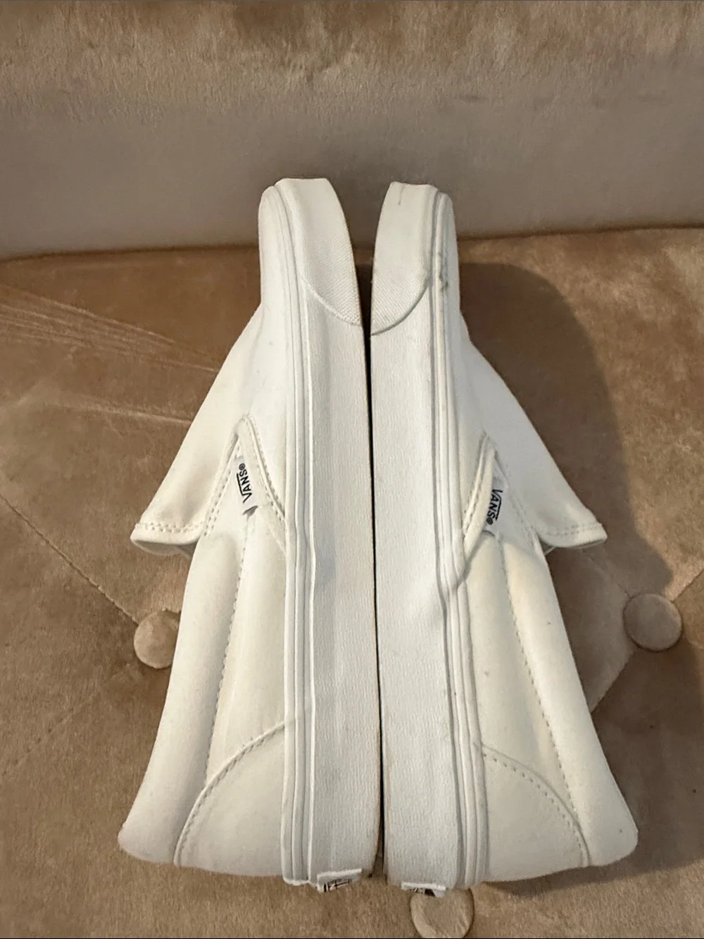 Vans White Slip-On Canvas Loafers